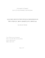 Analysis and function of human resources in the company Arena Hospitality Group d.d.