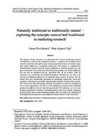 Prirodno tradicionalni ili tradicionalno prirodni – istraživanje koncepata  prirodno i tradicionalno u marketinškim istraživanjima