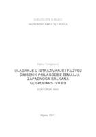prikaz prve stranice dokumenta Ulaganje u istraživanje i razvoj - čimbenik prilagodbe zemalja Zapadnoga Balkana gospodarstvu EU