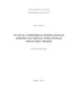 prikaz prve stranice dokumenta Utjecaj odrednica agencijskoga odnosa na razvoj poslovanja hrvatskih vinara