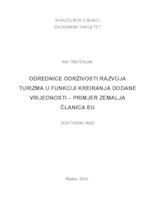 prikaz prve stranice dokumenta Odrednice održivosti razvoja turizma u funkciji kreiranja dodane vrijednosti – primjer zemalja članica EU